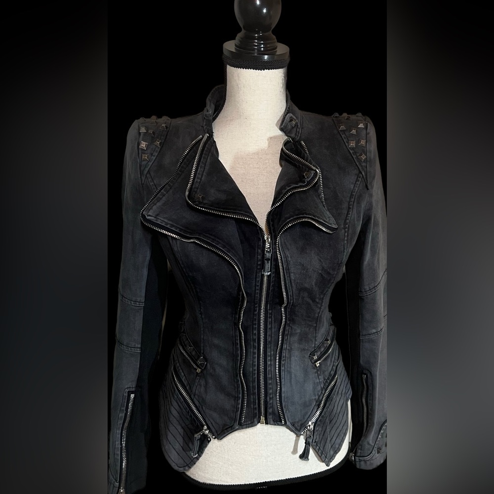 Studded Black Women's Jacket - Picture 3 of 16